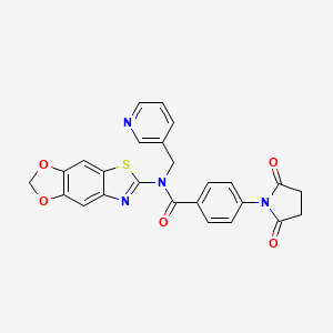 molecular formula C25H18N4O5S B2834543 N-([1,3]dioxolo[4',5':4,5]benzo[1,2-d]thiazol-6-yl)-4-(2,5-dioxopyrrolidin-1-yl)-N-(pyridin-3-ylmethyl)benzamide CAS No. 895019-73-5