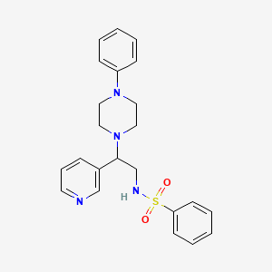 molecular formula C23H26N4O2S B2834552 N-(2-(4-苯基哌嗪-1-基)-2-(吡啶-3-基)乙基)苯磺酰胺 CAS No. 863558-78-5