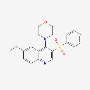 molecular formula C21H22N2O3S B2834565 4-[3-(Benzenesulfonyl)-6-ethylquinolin-4-yl]morpholine CAS No. 866811-69-0