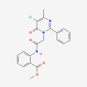molecular formula C21H18ClN3O4 B2834567 甲酸甲酯 2-(2-(5-氯-4-甲基-6-氧代-2-苯基嘧啶-1(6H)-基)乙酰胺基)苯甲酸甲酯 CAS No. 1421456-60-1