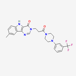 molecular formula C25H24F3N5O2 B2834570 8-methyl-3-(3-oxo-3-(4-(3-(trifluoromethyl)phenyl)piperazin-1-yl)propyl)-3H-pyrimido[5,4-b]indol-4(5H)-one CAS No. 1105213-27-1