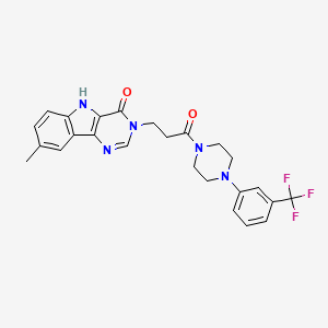 molecular formula C25H24F3N5O2 B2834570 8-methyl-3-(3-oxo-3-{4-[3-(trifluoromethyl)phenyl]piperazin-1-yl}propyl)-3H,4H,5H-pyrimido[5,4-b]indol-4-one CAS No. 1105213-27-1