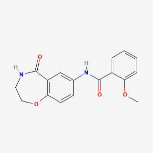 molecular formula C17H16N2O4 B2834573 2-methoxy-N-(5-oxo-2,3,4,5-tetrahydrobenzo[f][1,4]oxazepin-7-yl)benzamide CAS No. 922130-11-8