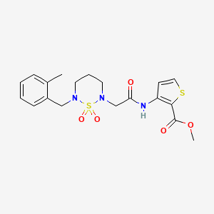 molecular formula C19H23N3O5S2 B2834584 Methyl 3-({[6-(2-methylbenzyl)-1,1-dioxido-1,2,6-thiadiazinan-2-yl]acetyl}amino)thiophene-2-carboxylate CAS No. 946253-84-5