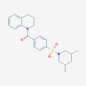 molecular formula C23H28N2O3S B2834590 3,4-dihydro-2H-quinolin-1-yl-[4-(3,5-dimethylpiperidin-1-yl)sulfonylphenyl]methanone CAS No. 392324-23-1