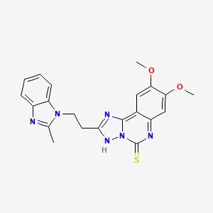 molecular formula C21H20N6O2S B2834608 8,9-dimethoxy-2-[2-(2-methylbenzimidazol-1-yl)ethyl]-3H-[1,2,4]triazolo[1,5-c]quinazoline-5-thione CAS No. 902593-20-8
