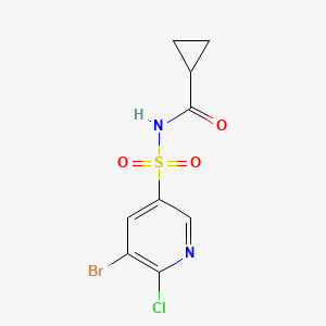 molecular formula C9H8BrClN2O3S B2834609 N-[(5-bromo-6-chloropyridin-3-yl)sulfonyl]cyclopropanecarboxamide CAS No. 2094666-61-0