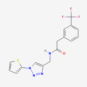 molecular formula C16H13F3N4OS B2834614 N-((1-(thiophen-2-yl)-1H-1,2,3-triazol-4-yl)methyl)-2-(3-(trifluoromethyl)phenyl)acetamide CAS No. 2034305-63-8