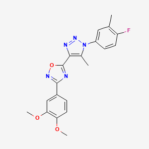 molecular formula C20H18FN5O3 B2834615 3-(3,4-dimethoxyphenyl)-5-(1-(4-fluoro-3-methylphenyl)-5-methyl-1H-1,2,3-triazol-4-yl)-1,2,4-oxadiazole CAS No. 1251618-28-6