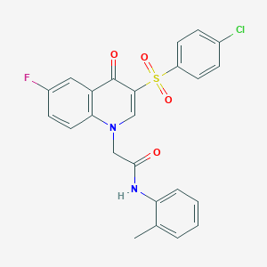 molecular formula C24H18ClFN2O4S B2834621 2-[3-(4-chlorophenyl)sulfonyl-6-fluoro-4-oxoquinolin-1-yl]-N-(2-methylphenyl)acetamide CAS No. 866808-73-3