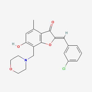 molecular formula C21H20ClNO4 B2834623 (Z)-2-(3-chlorobenzylidene)-6-hydroxy-4-methyl-7-(morpholinomethyl)benzofuran-3(2H)-one CAS No. 903861-17-6