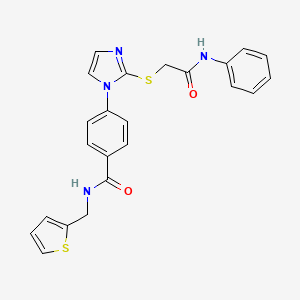 molecular formula C23H20N4O2S2 B2834630 4-(2-{[(phenylcarbamoyl)methyl]sulfanyl}-1H-imidazol-1-yl)-N-[(thiophen-2-yl)methyl]benzamide CAS No. 1207037-55-5