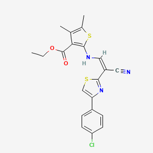 molecular formula C21H18ClN3O2S2 B2834640 (Z)-ethyl 2-((2-(4-(4-chlorophenyl)thiazol-2-yl)-2-cyanovinyl)amino)-4,5-dimethylthiophene-3-carboxylate CAS No. 577982-00-4