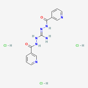 molecular formula C13H16Cl3N7O2 B2834646 N-[(E)-[Amino-[2-(pyridine-3-carbonyl)hydrazinyl]methylidene]amino]pyridine-3-carboxamide;trihydrochloride CAS No. 2094958-67-3