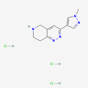 molecular formula C11H16Cl3N5 B2834647 1-methyl-4-{5H,6H,7H,8H-pyrido[4,3-c]pyridazin-3-yl}-1H-pyrazole trihydrochloride CAS No. 2093803-16-6
