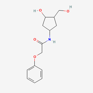 molecular formula C14H19NO4 B2834649 N-(3-羟基-4-(羟甲基)环戊基)-2-苯氧乙酰胺 CAS No. 1421498-06-7