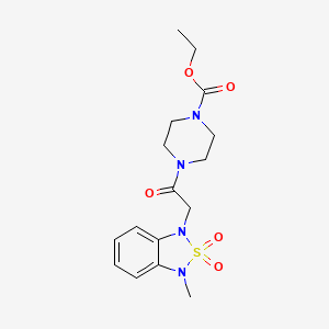 molecular formula C16H22N4O5S B2834656 ethyl 4-(2-(3-methyl-2,2-dioxidobenzo[c][1,2,5]thiadiazol-1(3H)-yl)acetyl)piperazine-1-carboxylate CAS No. 2034236-22-9
