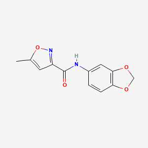 molecular formula C12H10N2O4 B2834660 N-(1,3-苯并二氧杂环[5.1.1]癸-5-基)-5-甲基-1,2-噁唑-3-甲酰胺 CAS No. 688051-08-3