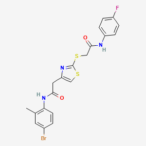 molecular formula C20H17BrFN3O2S2 B2834677 N-(4-溴-2-甲基苯基)-2-(2-((2-((4-氟苯基)氨基)-2-氧代乙基)硫代)噻唑-4-基)乙酰胺 CAS No. 942001-29-8