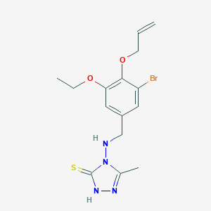 molecular formula C15H19BrN4O2S B283469 4-{[4-(allyloxy)-3-bromo-5-ethoxybenzyl]amino}-5-methyl-4H-1,2,4-triazol-3-ylhydrosulfide 
