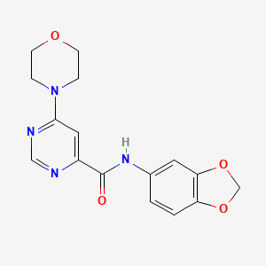 molecular formula C16H16N4O4 B2834691 N-(苯并[d][1,3]二氧杂环[5]基)-6-吗啉基嘧啶-4-甲酰胺 CAS No. 1908171-50-5