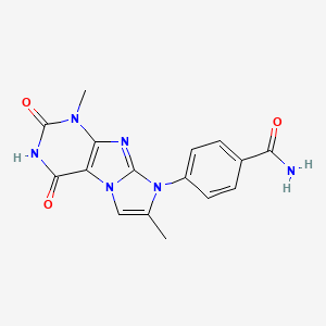 molecular formula C16H14N6O3 B2834704 4-(1,7-二甲基-2,4-二氧-1,3,5-三氢-4-咪唑啉[1,2-h]嘌呤-8-基)苯甲酰胺 CAS No. 1021097-86-8