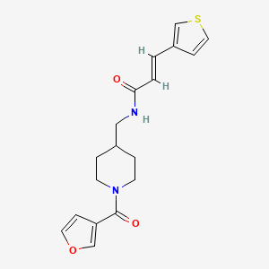 molecular formula C18H20N2O3S B2834716 (E)-N-((1-(呋喃-3-甲酰)哌啶-4-基甲基)-3-(噻吩-3-基)丙烯酰胺 CAS No. 1396891-36-3