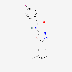 molecular formula C17H14FN3O2 B2834722 N-(5-(3,4-dimethylphenyl)-1,3,4-oxadiazol-2-yl)-4-fluorobenzamide CAS No. 899734-47-5