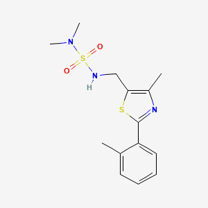 molecular formula C14H19N3O2S2 B2834750 Dimethyl({[4-methyl-2-(2-methylphenyl)-1,3-thiazol-5-YL]methyl}sulfamoyl)amine CAS No. 1448133-20-7