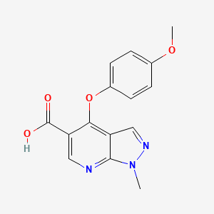 molecular formula C15H13N3O4 B2834759 4-(4-甲氧基苯氧基)-1-甲基-1H-吡唑并[3,4-b]吡啶-5-甲酸 CAS No. 860610-38-4