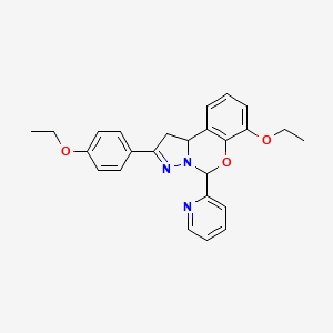 molecular formula C25H25N3O3 B2834788 7-ethoxy-2-(4-ethoxyphenyl)-5-(pyridin-2-yl)-5,10b-dihydro-1H-benzo[e]pyrazolo[1,5-c][1,3]oxazine CAS No. 900003-48-7