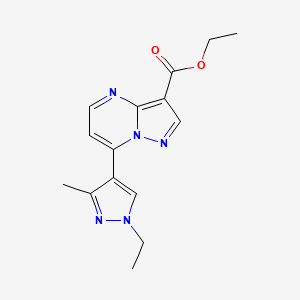 molecular formula C15H17N5O2 B2834910 ethyl 7-(1-ethyl-3-methyl-1H-pyrazol-4-yl)pyrazolo[1,5-a]pyrimidine-3-carboxylate CAS No. 1005695-87-3