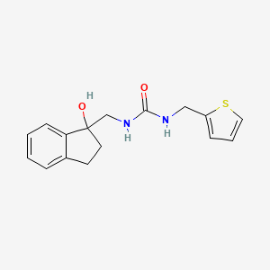 molecular formula C16H18N2O2S B2834921 1-((1-hydroxy-2,3-dihydro-1H-inden-1-yl)methyl)-3-(thiophen-2-ylmethyl)urea CAS No. 1351631-12-3