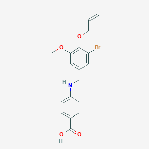 molecular formula C18H18BrNO4 B283494 4-{[4-(Allyloxy)-3-bromo-5-methoxybenzyl]amino}benzoic acid 