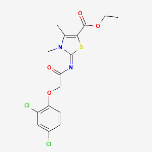 molecular formula C16H16Cl2N2O4S B2834951 Ethyl 2-[2-(2,4-dichlorophenoxy)acetyl]imino-3,4-dimethyl-1,3-thiazole-5-carboxylate CAS No. 393839-01-5