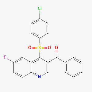 molecular formula C22H13ClFNO3S B2834970 [4-(4-氯苯基)磺酰-6-氟喹啉-3-基]-苯甲酮 CAS No. 866846-30-2