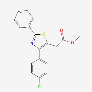 molecular formula C18H14ClNO2S B2834975 Methyl 2-[4-(4-chlorophenyl)-2-phenyl-1,3-thiazol-5-yl]acetate CAS No. 40679-16-1