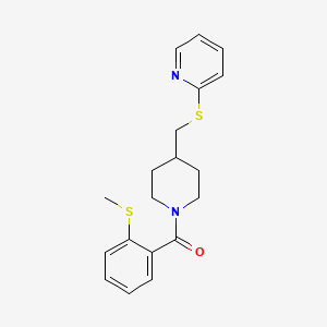 molecular formula C19H22N2OS2 B2834984 (2-(Methylthio)phenyl)(4-((pyridin-2-ylthio)methyl)piperidin-1-yl)methanone CAS No. 1421462-56-7