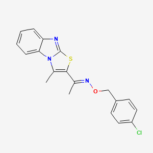 molecular formula C19H16ClN3OS B2835005 1-(3-methyl[1,3]thiazolo[3,2-a][1,3]benzimidazol-2-yl)-1-ethanone O-(4-chlorobenzyl)oxime CAS No. 478063-11-5