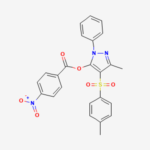 molecular formula C24H19N3O6S B2835013 3-甲基-1-苯基-4-对甲苯磺酰-1H-吡唑-5-基-4-硝基苯酸酯 CAS No. 851093-28-2