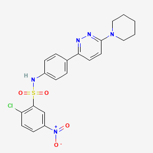 molecular formula C21H20ClN5O4S B2835025 2-chloro-5-nitro-N-(4-(6-(piperidin-1-yl)pyridazin-3-yl)phenyl)benzenesulfonamide CAS No. 898442-35-8