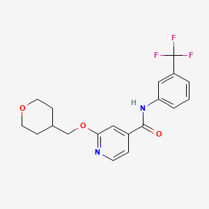 molecular formula C19H19F3N2O3 B2835100 2-((四氢-2H-吡喃-4-基)甲氧基)-N-(3-(三氟甲基)苯基)异烟酰胺 CAS No. 2034296-42-7