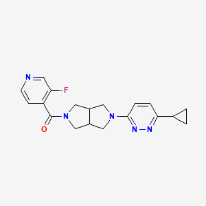 molecular formula C19H20FN5O B2835103 [2-(6-Cyclopropylpyridazin-3-yl)-1,3,3a,4,6,6a-hexahydropyrrolo[3,4-c]pyrrol-5-yl]-(3-fluoropyridin-4-yl)methanone CAS No. 2415564-51-9