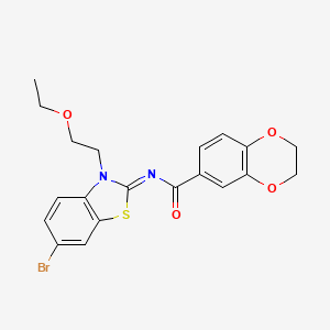 molecular formula C20H19BrN2O4S B2835118 (Z)-N-(6-bromo-3-(2-ethoxyethyl)benzo[d]thiazol-2(3H)-ylidene)-2,3-dihydrobenzo[b][1,4]dioxine-6-carboxamide CAS No. 865162-80-7