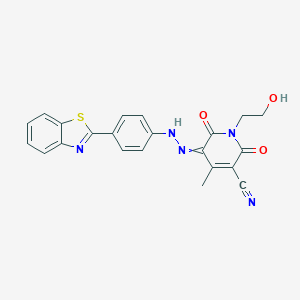 molecular formula C22H17N5O3S B283513 5-[[4-(1,3-benzothiazol-2-yl)phenyl]hydrazinylidene]-1-(2-hydroxyethyl)-4-methyl-2,6-dioxopyridine-3-carbonitrile 