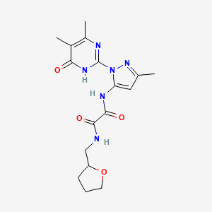 molecular formula C17H22N6O4 B2835148 N1-(1-(4,5-dimethyl-6-oxo-1,6-dihydropyrimidin-2-yl)-3-methyl-1H-pyrazol-5-yl)-N2-((tetrahydrofuran-2-yl)methyl)oxalamide CAS No. 1014003-88-3