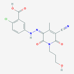 molecular formula C17H15ClN4O5 B283516 2-chloro-5-[(2Z)-2-[5-cyano-1-(3-hydroxypropyl)-4-methyl-2,6-dioxopyridin-3-ylidene]hydrazinyl]benzoic acid 