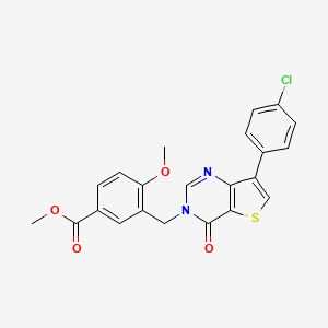 molecular formula C22H17ClN2O4S B2835187 methyl 3-{[7-(4-chlorophenyl)-4-oxothieno[3,2-d]pyrimidin-3(4H)-yl]methyl}-4-methoxybenzoate CAS No. 1105223-62-8