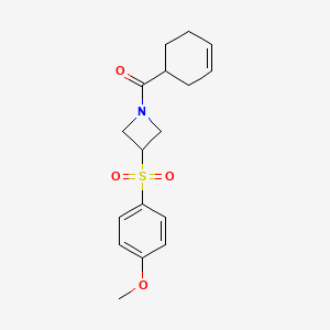 molecular formula C17H21NO4S B2835207 Cyclohex-3-en-1-yl(3-((4-methoxyphenyl)sulfonyl)azetidin-1-yl)methanone CAS No. 1706206-06-5