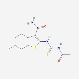 molecular formula C13H17N3O2S2 B283521 2-[(Acetylcarbamothioyl)amino]-6-methyl-4,5,6,7-tetrahydro-1-benzothiophene-3-carboxamide 